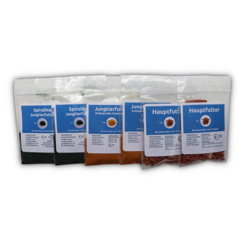 🦐 Triops Futterpaket (Spirulina-Pulver, entkapselte Artemiaeier, Futtersticks) 🦐