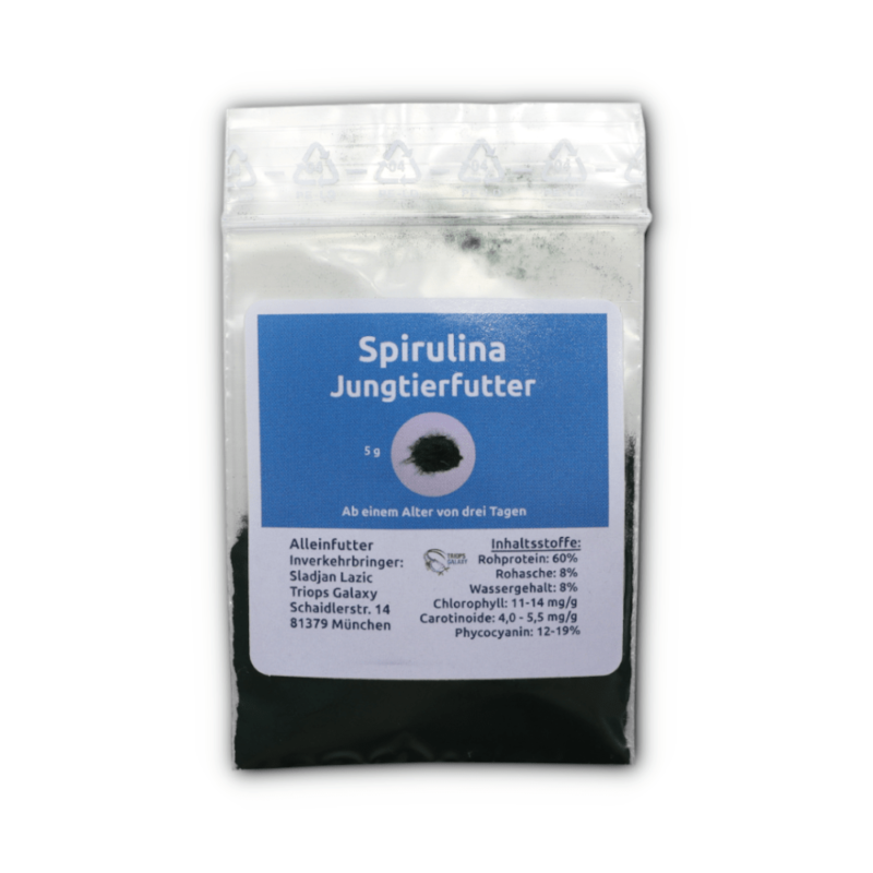 🦐 Triops Spirulina Algenpulver, Jungtierfutter, 5 Gramm 🦐